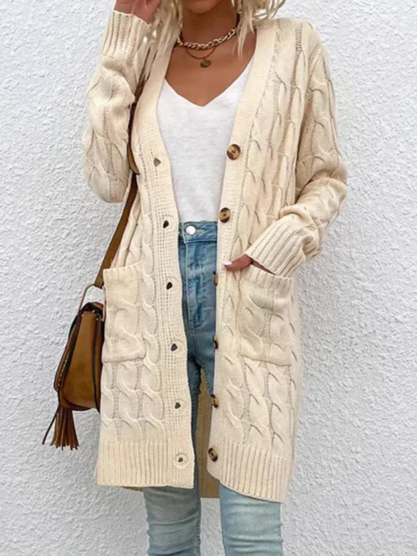 Wenkouban-Winter outfits ideas Women's outerwear fashionable long single-breasted casual cardigan jacket