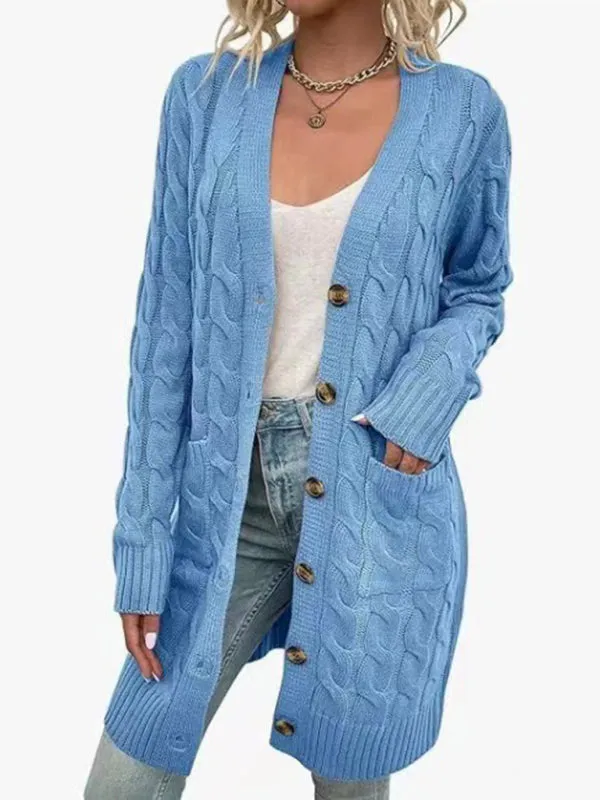 Wenkouban-Winter outfits ideas Women's outerwear fashionable long single-breasted casual cardigan jacket