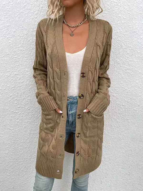 Wenkouban-Winter outfits ideas Women's outerwear fashionable long single-breasted casual cardigan jacket