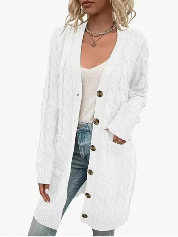 Wenkouban-Winter outfits ideas Women's outerwear fashionable long single-breasted casual cardigan jacket