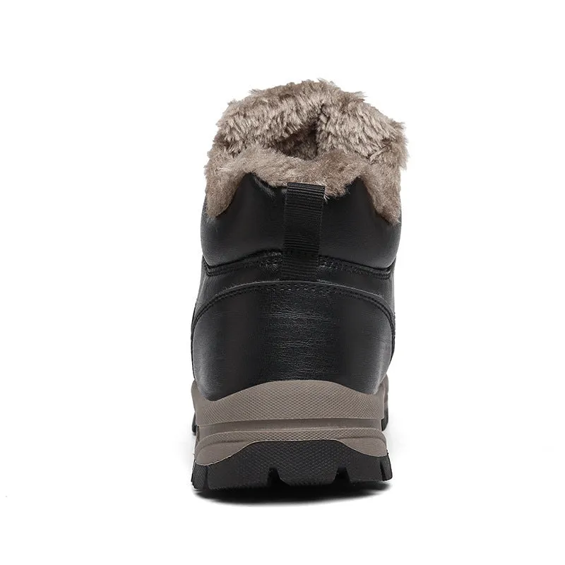 Winter Boots For Men Warm Leather Shoes With Plush