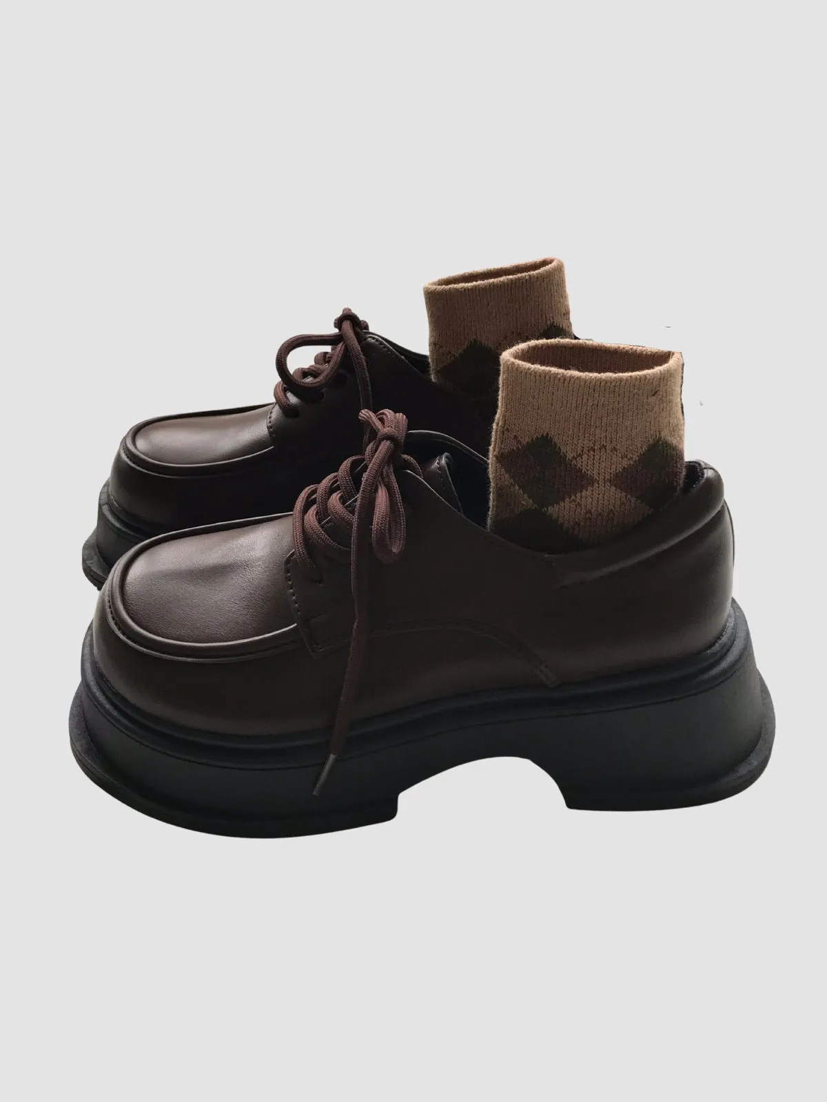 WLS Retro Leather Lace Up Women Shoes