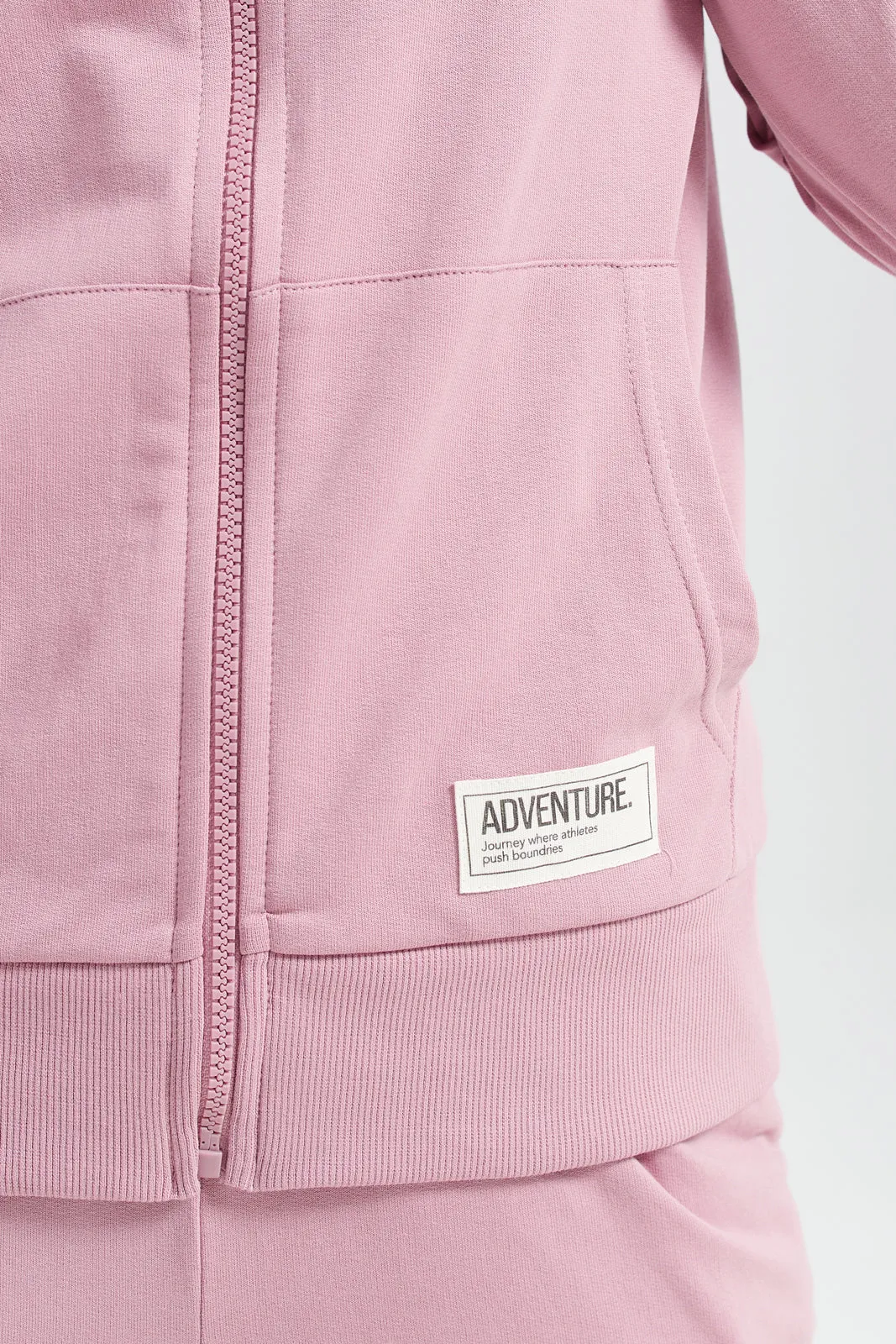 Women Pink Zip Through Hooded Sweatshirt