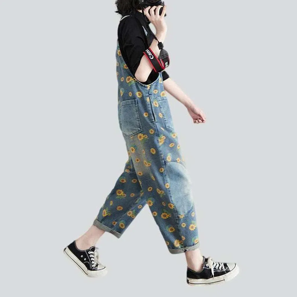 Women's painted denim overall