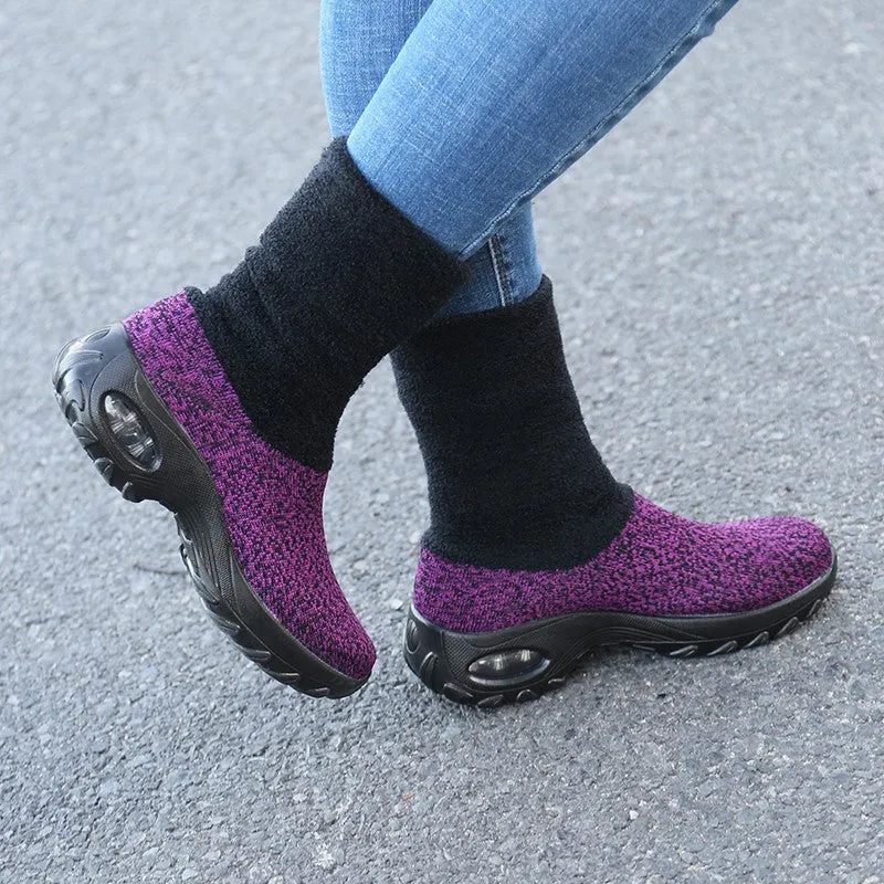 Women's winter thermal stylish non-slip wide sock shoes