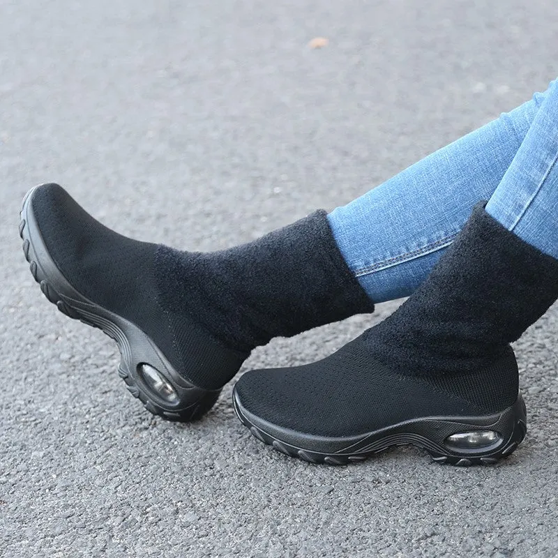 Women's winter thermal stylish non-slip wide sock shoes