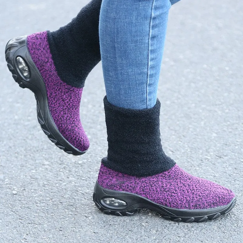 Women's winter thermal stylish non-slip wide sock shoes