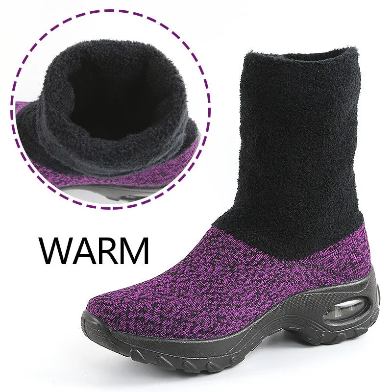 Women's winter thermal stylish non-slip wide sock shoes