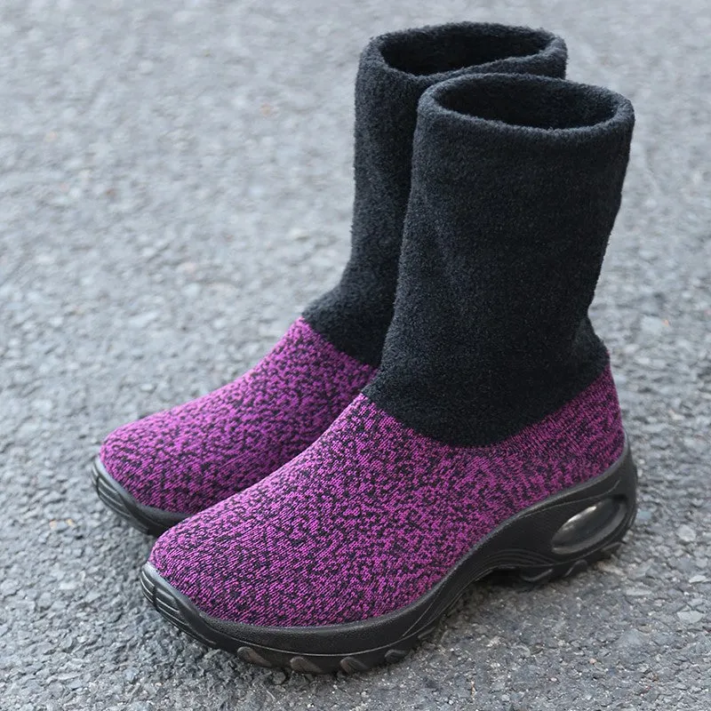 Women's winter thermal stylish non-slip wide sock shoes