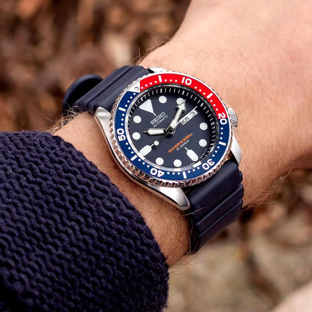 ZULUDIVER 284 Italian Rubber Dive Watch Strap - Navy Blue